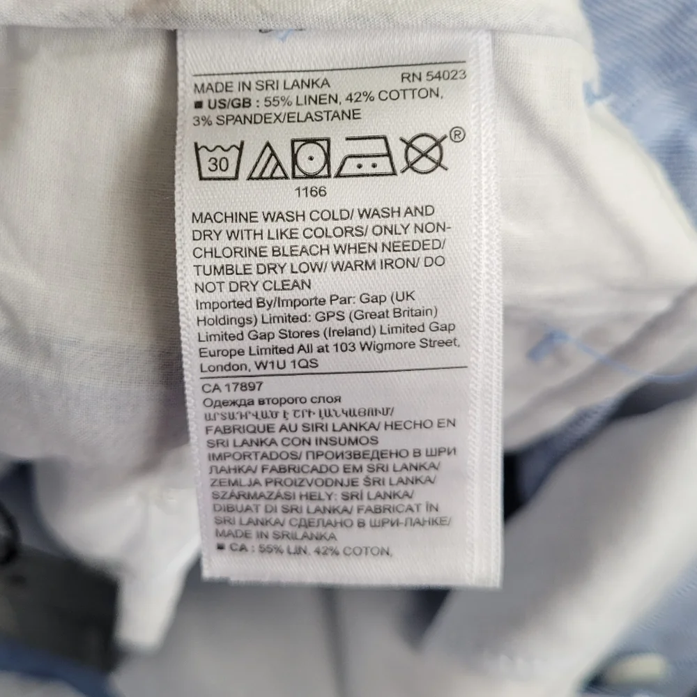 Banana Republic Linen Blend Avery Pants Chambray Blue Size 12